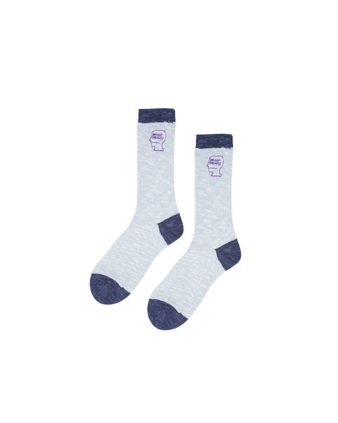 BRAIN DEAD-MARLED LOGO HEAD SOCKS - BLUE