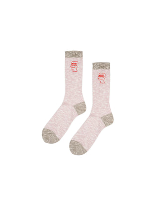 BRAIN DEAD-MARLED LOGO HEAD SOCKS - PINK