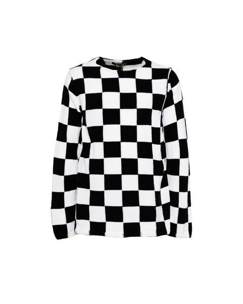 CDG BLACK-CHECKERED WOOL BLEND SWEATER-1N-N005-052-1