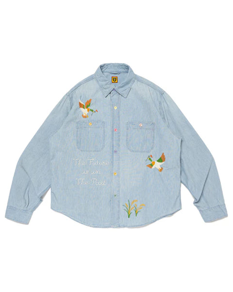 HUMAN MADE-CHAMBRAY WORK SHIRT INDIGO- HM27SH010