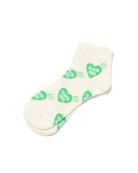 HUMAN MADE-HEART SHORT SOCKS-GREEN-HM29GD058