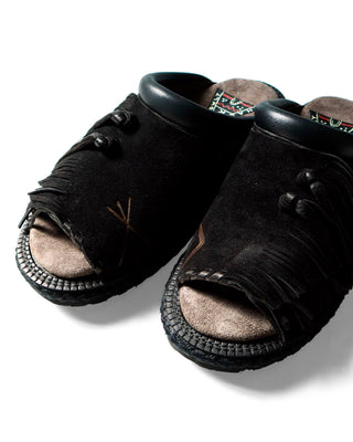 KAPITAL-DEER LEATHER PUEBLO RAIN SANDALS-BLK-K2403XG500