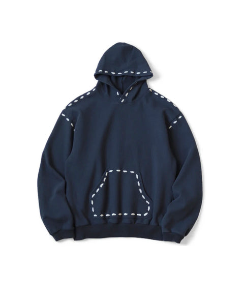 KAPITAL-FLEECE MARIONETTE HOOD SWEATSHIRT-NAVY-EK-1677LC