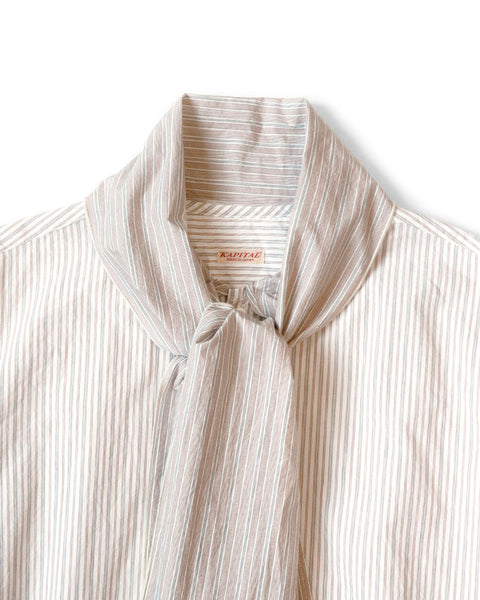 KAPITAL-STRIPE BOWTIE PUB SHIRT-EK1488LSA