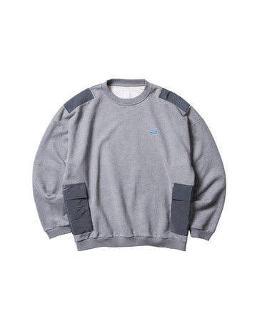 LIBERAIDERS-QUILTED POCKET CREWNECK-GRAY