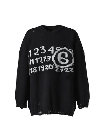 MM6-MAISON MARGIELA-NUMBERS MOTIF SWEATER-M13074 001J