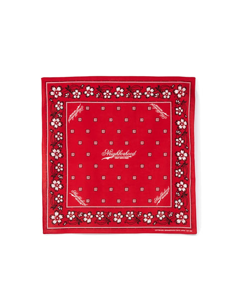 NEIGHBORHOOD-FLOWER BANDANA-RED-241BXNH-AC01