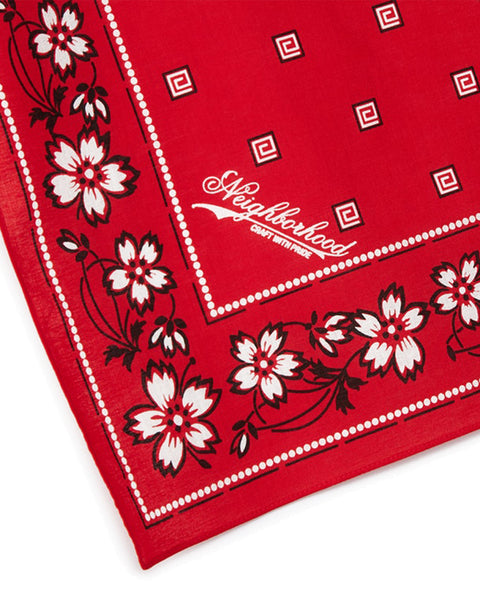 NEIGHBORHOOD-FLOWER BANDANA-RED-241BXNH-AC01