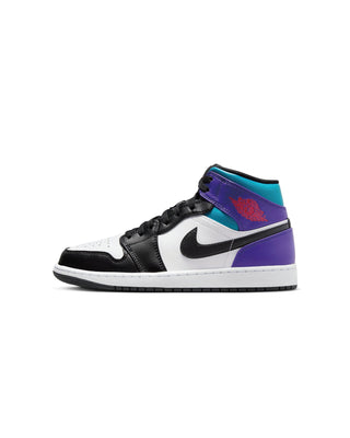 NIKE - AIR JORDAN 1 MID WHITE / BLACK -BRIGHT CONCORD-TRUE RED