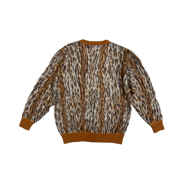 WACKO MARIA - LEOPARD MOHAIR CREWNECK WHITE TYPE 2 - 22FW-WMK-KN12